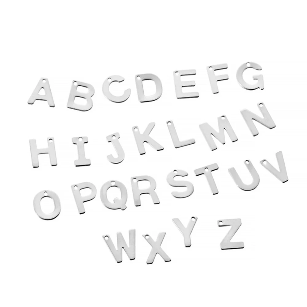 26/50pcs Stainless Steel Gold A-Z Letter Pendant Alphabet Charms Women Bracelet Earring For DIY Jewelry Pendant Making Supplies