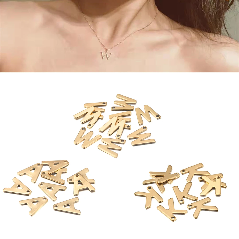 26/50pcs Stainless Steel Gold A-Z Letter Pendant Alphabet Charms Women Bracelet Earring For DIY Jewelry Pendant Making Supplies