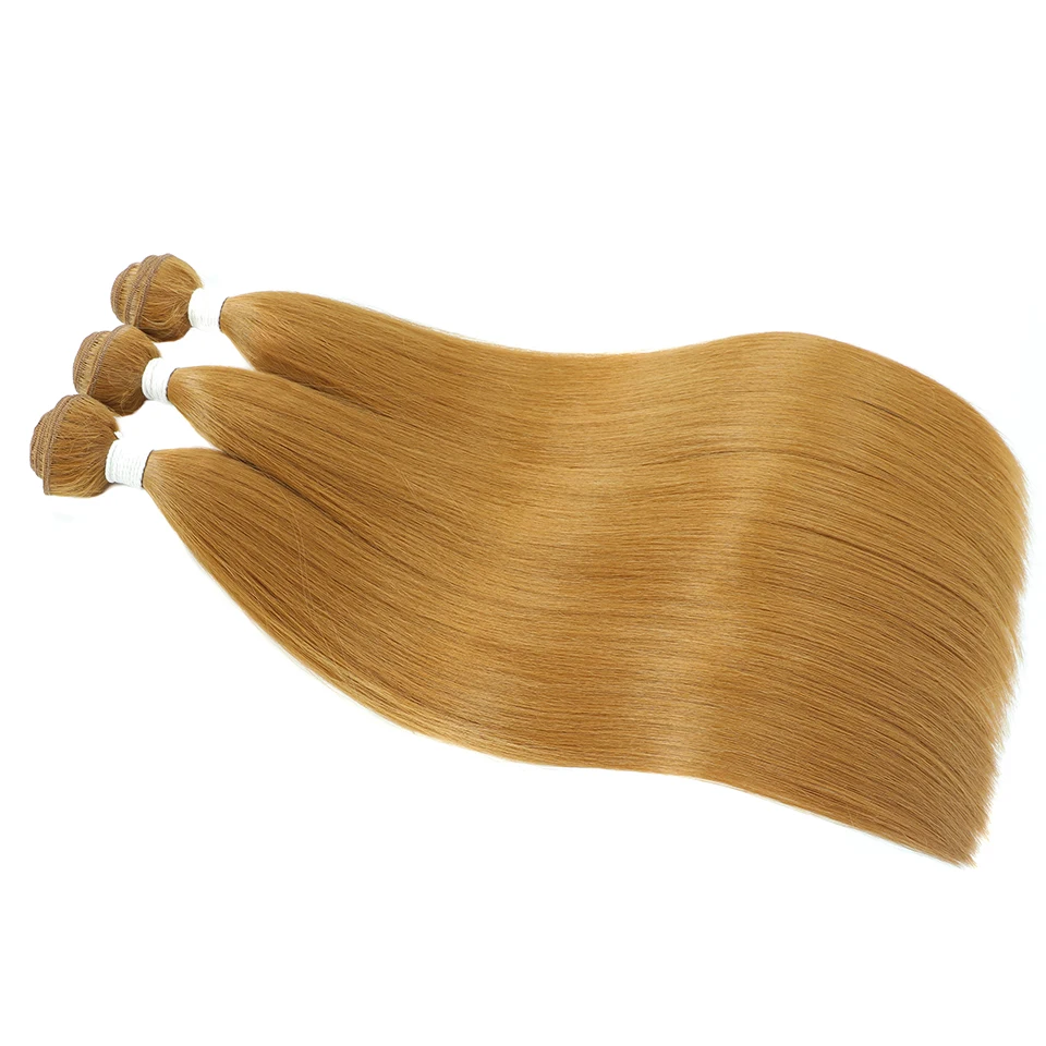 Straight Hair Bundles Synthetic Natural Hair Weaving Brown 613 Bundles Hair Extensions Ombre Red Blonde Weave Long Fake Hair