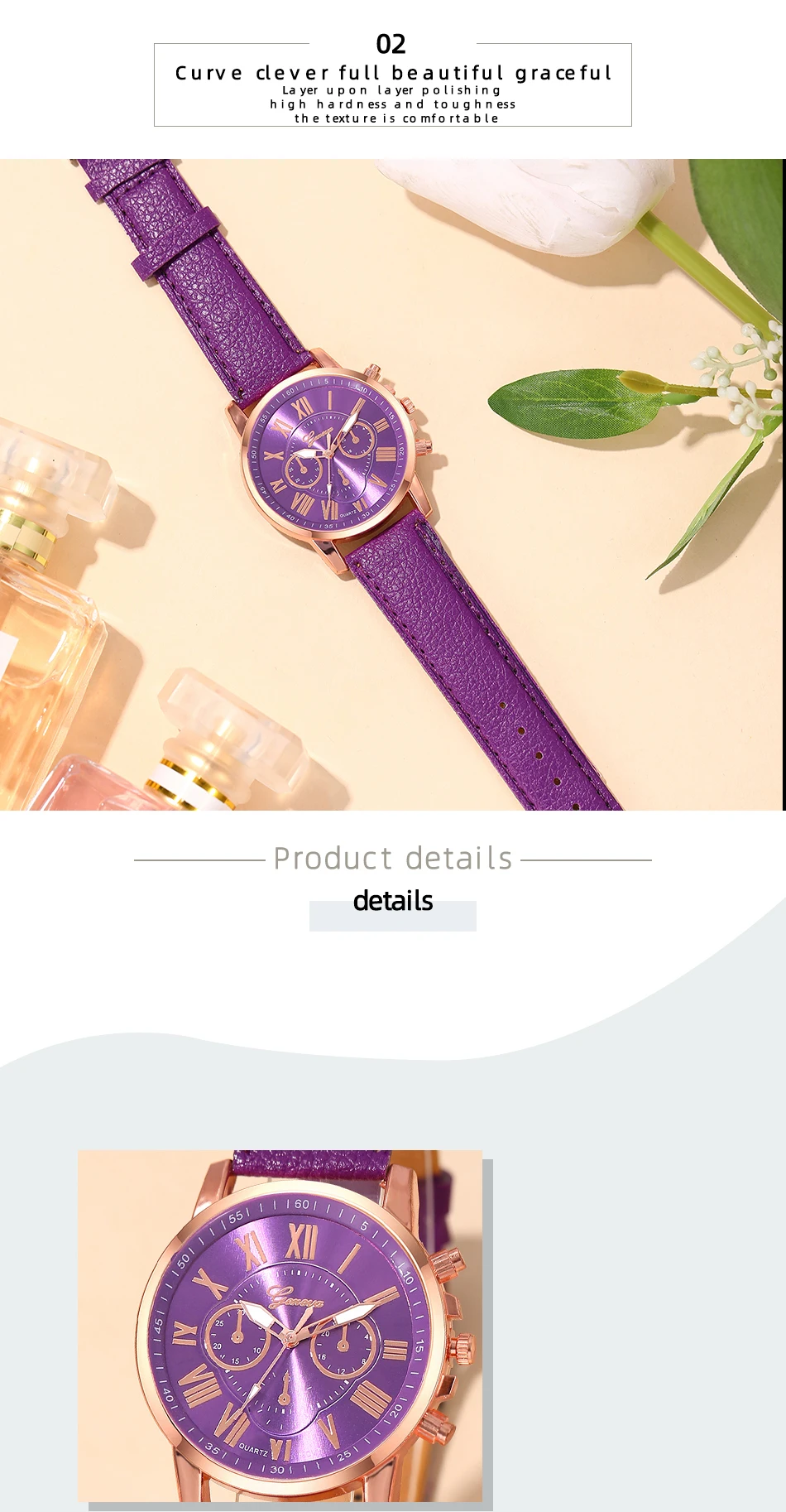Reloj Mujer Fashion Women Watches Ladies Purple Leather Quartz Wrist Watch for Women Bussiness Casual Watch Relogio Feminino