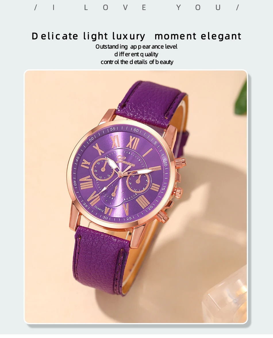 Reloj Mujer Fashion Women Watches Ladies Purple Leather Quartz Wrist Watch for Women Bussiness Casual Watch Relogio Feminino