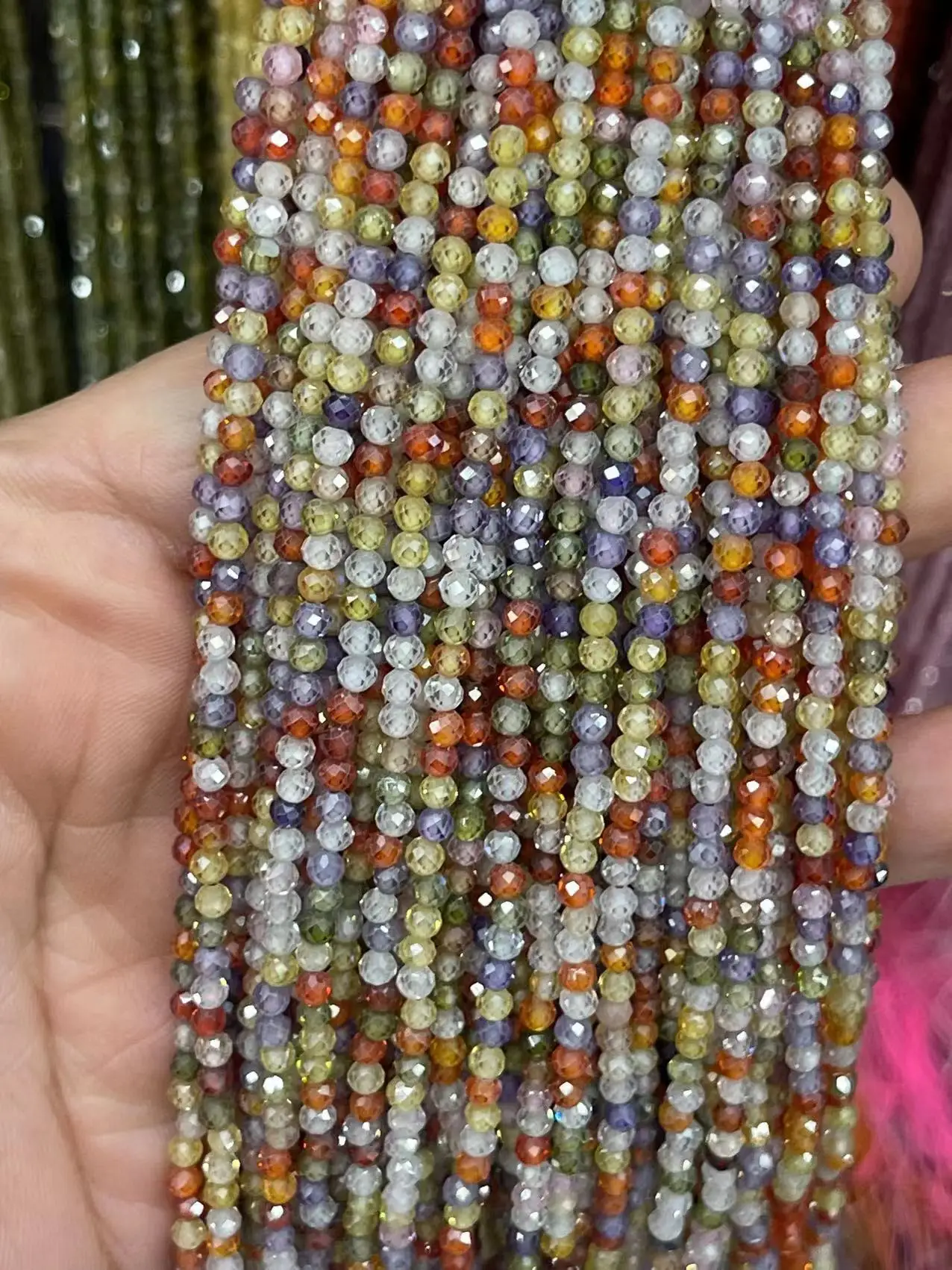 Wholesale 2/3/4mm Natural Stone Amethyst Tiger Eye Tourmaline Zircon Cut Angle Spacing Beads DIY Men's And Women's Bracelet