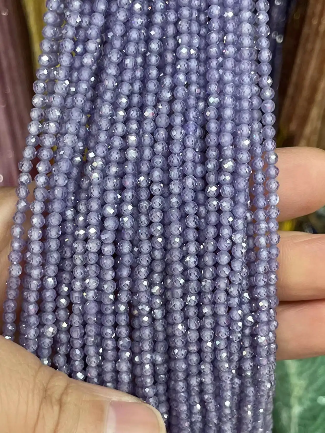 Wholesale 2/3/4mm Natural Stone Amethyst Tiger Eye Tourmaline Zircon Cut Angle Spacing Beads DIY Men's And Women's Bracelet