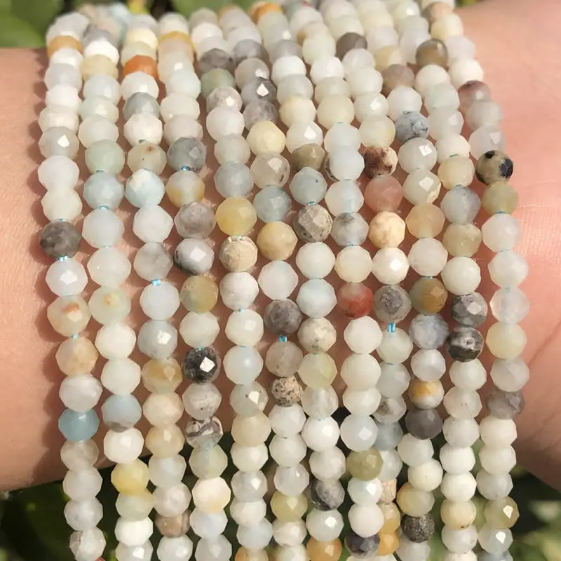 Wholesale 2/3/4mm Natural Stone Amethyst Tiger Eye Tourmaline Zircon Cut Angle Spacing Beads DIY Men's And Women's Bracelet