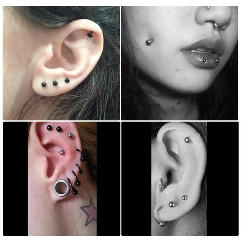 10pc ASTM-F136 Titanium Tragus Piercing 18G 16G 14G Labret Stud Lip Rings Piercing Oreja Cartilage Earring Labret Body Jewelry