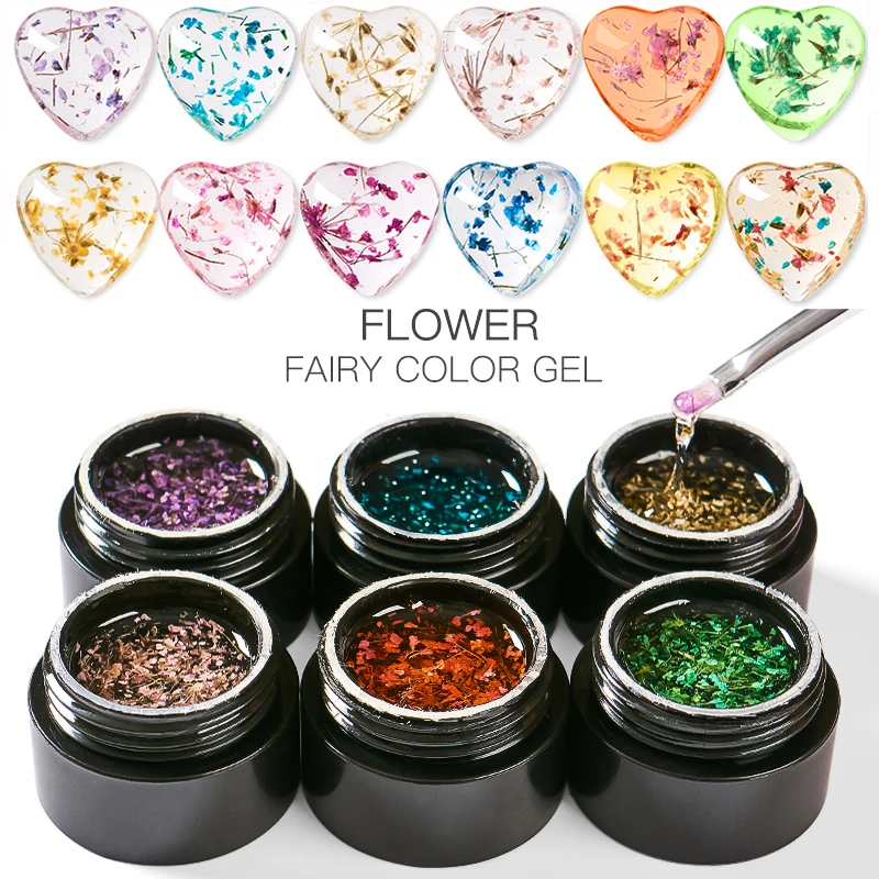 Mtssii Dried Flower Gel Nail Polish Natural Flower Fairy Series Semi Permanent Soak Off UV Nail Gel Painting Nail Art Varnishes