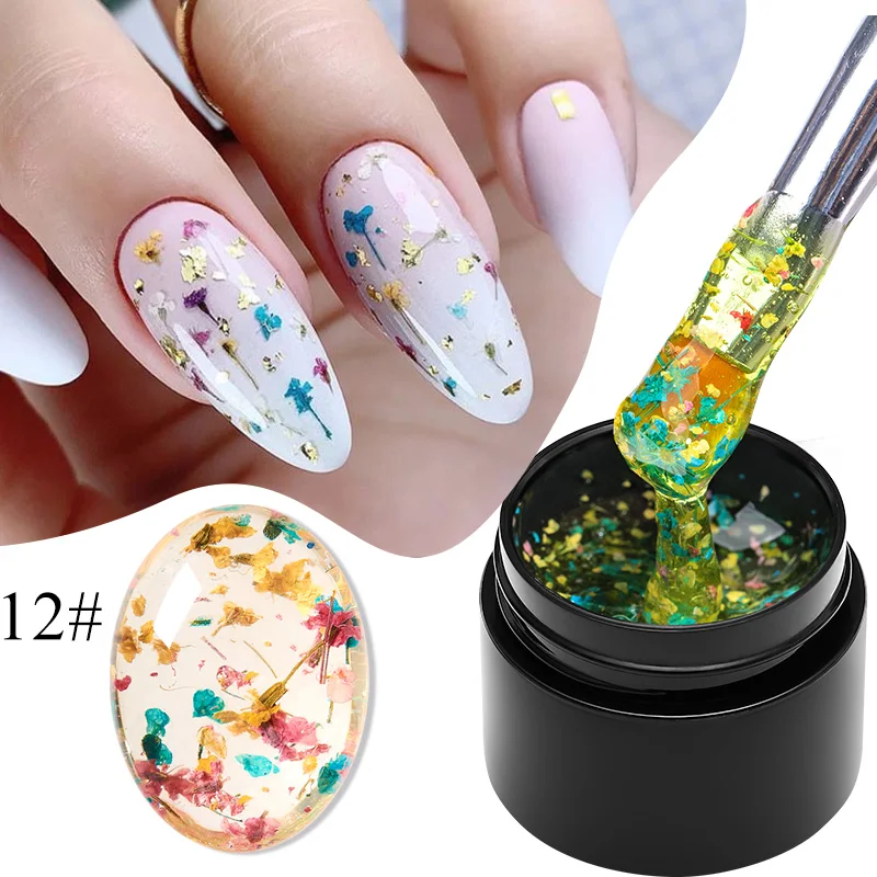 Mtssii Dried Flower Gel Nail Polish Natural Flower Fairy Series Semi Permanent Soak Off UV Nail Gel Painting Nail Art Varnishes
