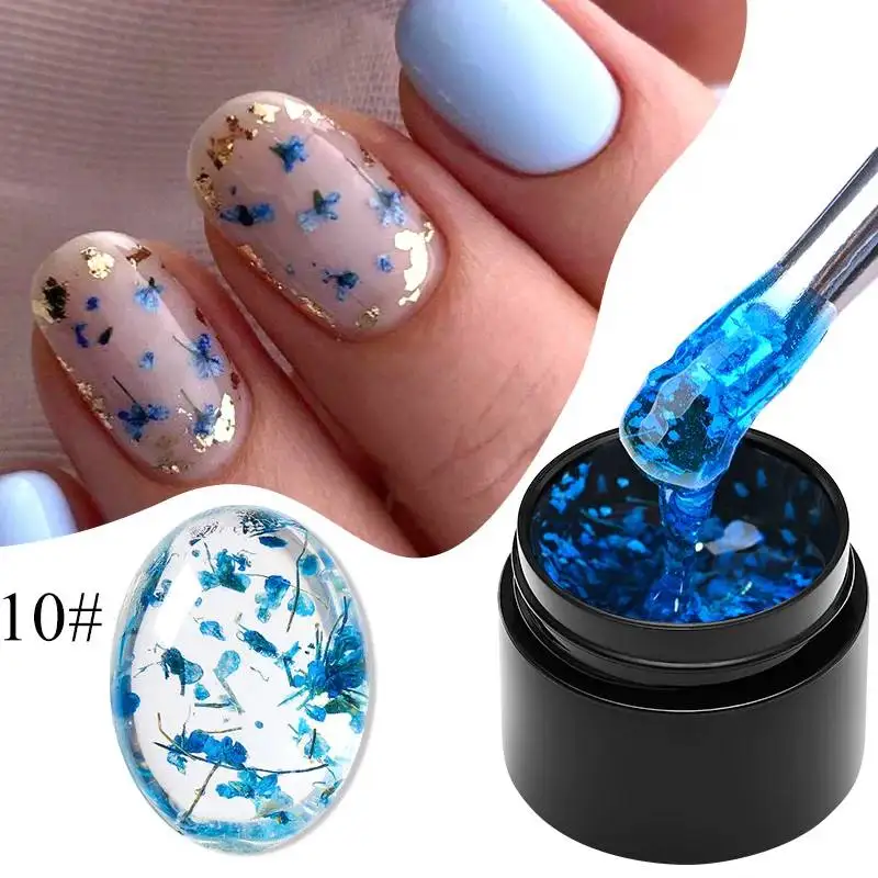 Mtssii Dried Flower Gel Nail Polish Natural Flower Fairy Series Semi Permanent Soak Off UV Nail Gel Painting Nail Art Varnishes