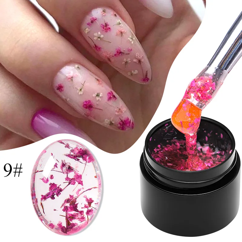 Mtssii Dried Flower Gel Nail Polish Natural Flower Fairy Series Semi Permanent Soak Off UV Nail Gel Painting Nail Art Varnishes