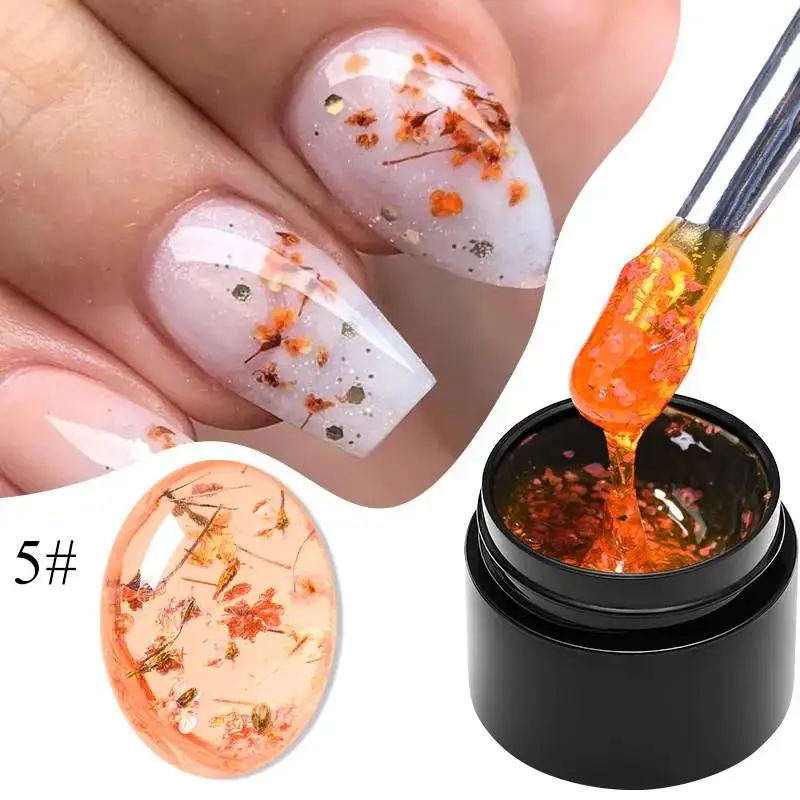 Mtssii Dried Flower Gel Nail Polish Natural Flower Fairy Series Semi Permanent Soak Off UV Nail Gel Painting Nail Art Varnishes