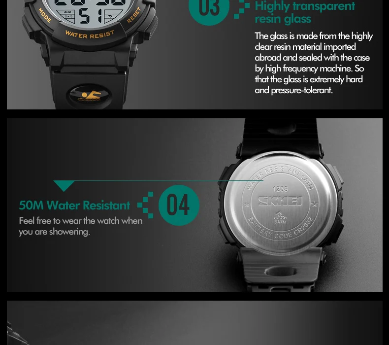 SKMEI 1258 Men Multifunction Watches Military 5Bar Waterproof Digital Watch Relogio Masculino Fashion Outdoor Sport Watch