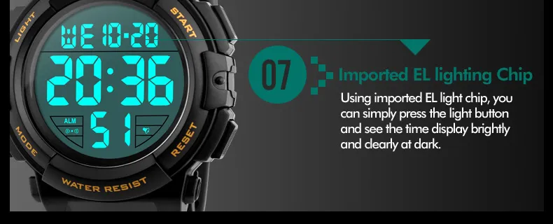 SKMEI 1258 Men Multifunction Watches Military 5Bar Waterproof Digital Watch Relogio Masculino Fashion Outdoor Sport Watch