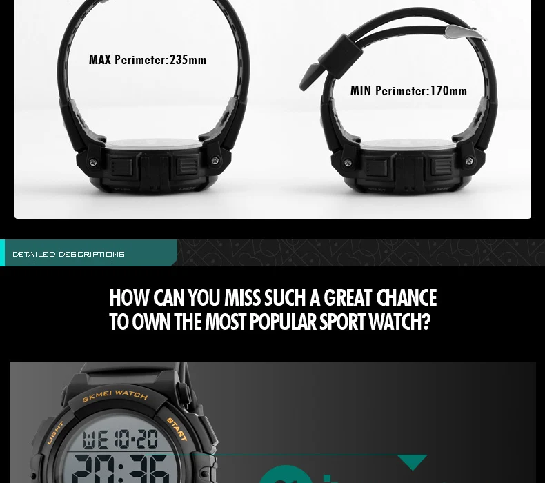 SKMEI 1258 Men Multifunction Watches Military 5Bar Waterproof Digital Watch Relogio Masculino Fashion Outdoor Sport Watch