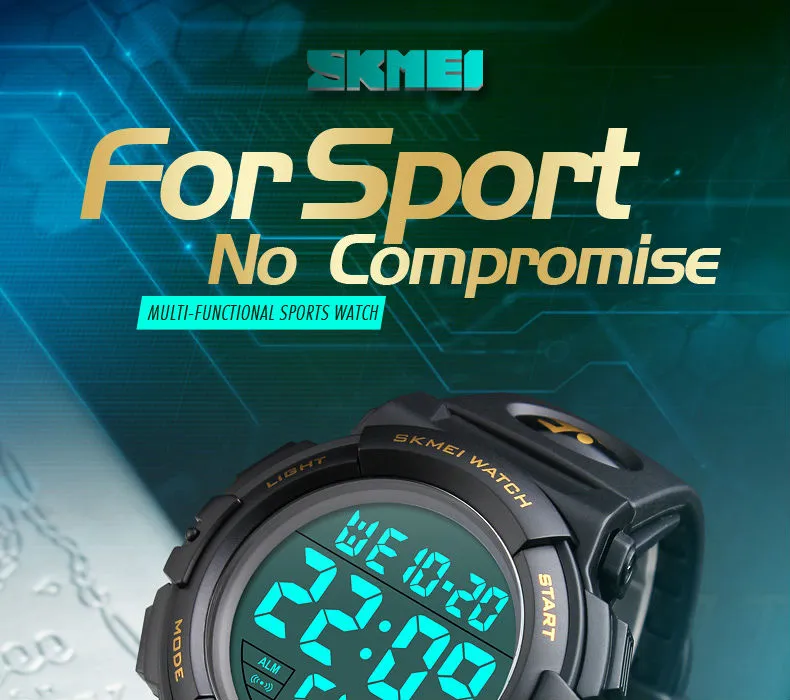 SKMEI 1258 Men Multifunction Watches Military 5Bar Waterproof Digital Watch Relogio Masculino Fashion Outdoor Sport Watch