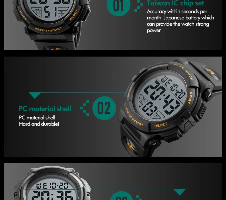 SKMEI 1258 Men Multifunction Watches Military 5Bar Waterproof Digital Watch Relogio Masculino Fashion Outdoor Sport Watch