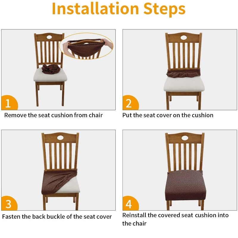 New Durable Jacquard Chair Seat Covers Removable Washable Anti-Dust Stretch Spandex Dining Room Upholstered Chair Cushion Slipco