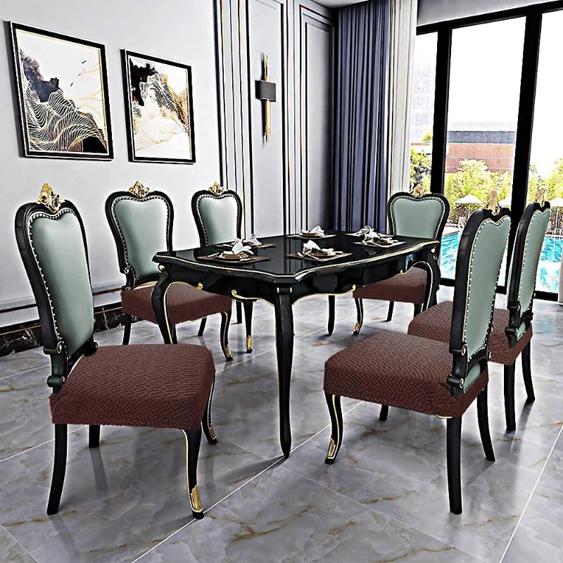 New Durable Jacquard Chair Seat Covers Removable Washable Anti-Dust Stretch Spandex Dining Room Upholstered Chair Cushion Slipco