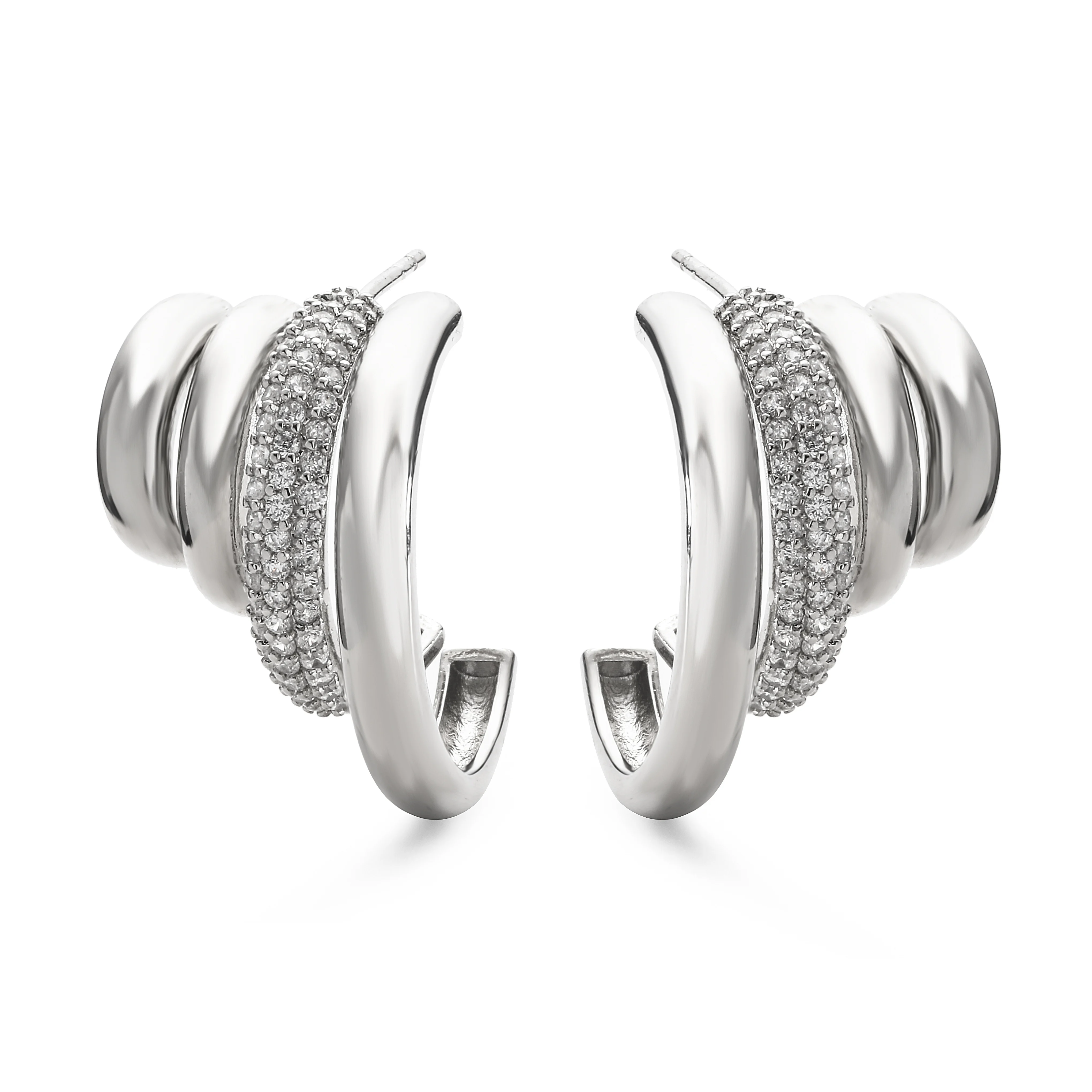 HECHENG, Modern Jewelry Brass Zircon Hoop Earrings New Trend Hot Selling Gold Color Fashion Drop Earrings For Women