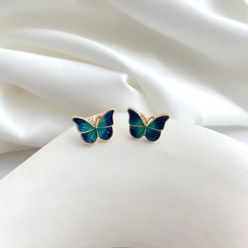 Stud Earrings for Women Enamel Oil Butterfly Earrings Cute Sweet Fashion Korean Small Jewelry aretes de mujer pendientes brincos