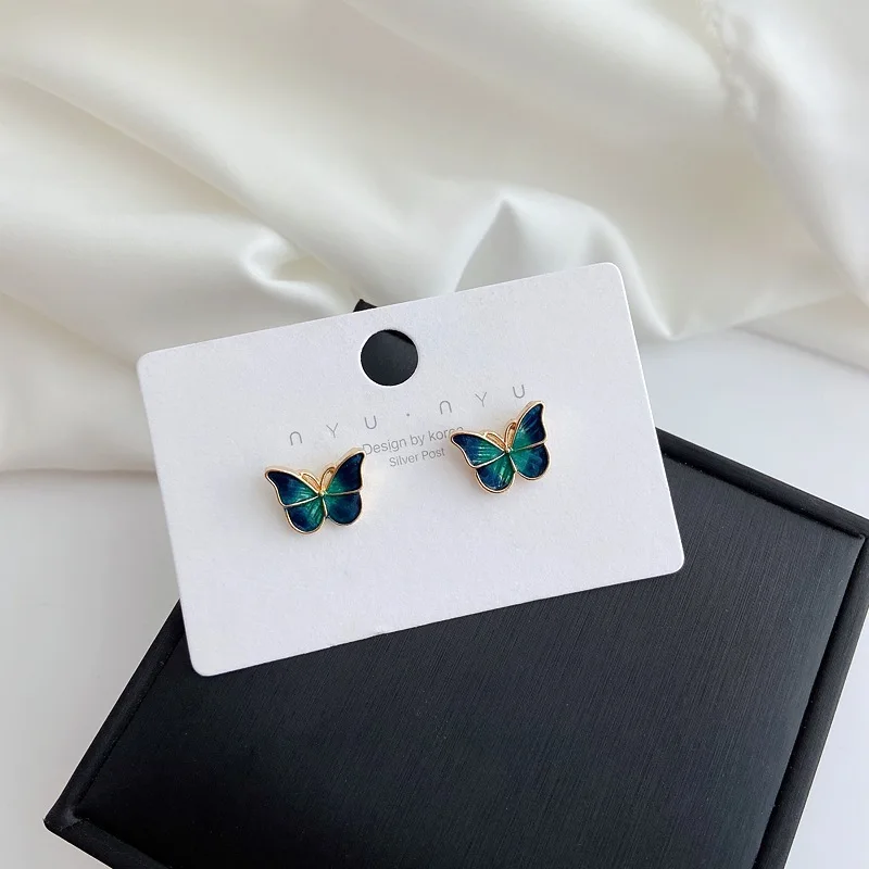 Stud Earrings for Women Enamel Oil Butterfly Earrings Cute Sweet Fashion Korean Small Jewelry aretes de mujer pendientes brincos