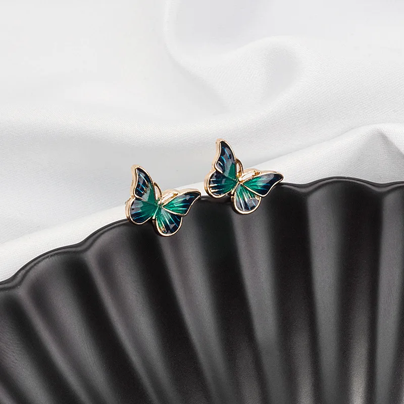 Stud Earrings for Women Enamel Oil Butterfly Earrings Cute Sweet Fashion Korean Small Jewelry aretes de mujer pendientes brincos