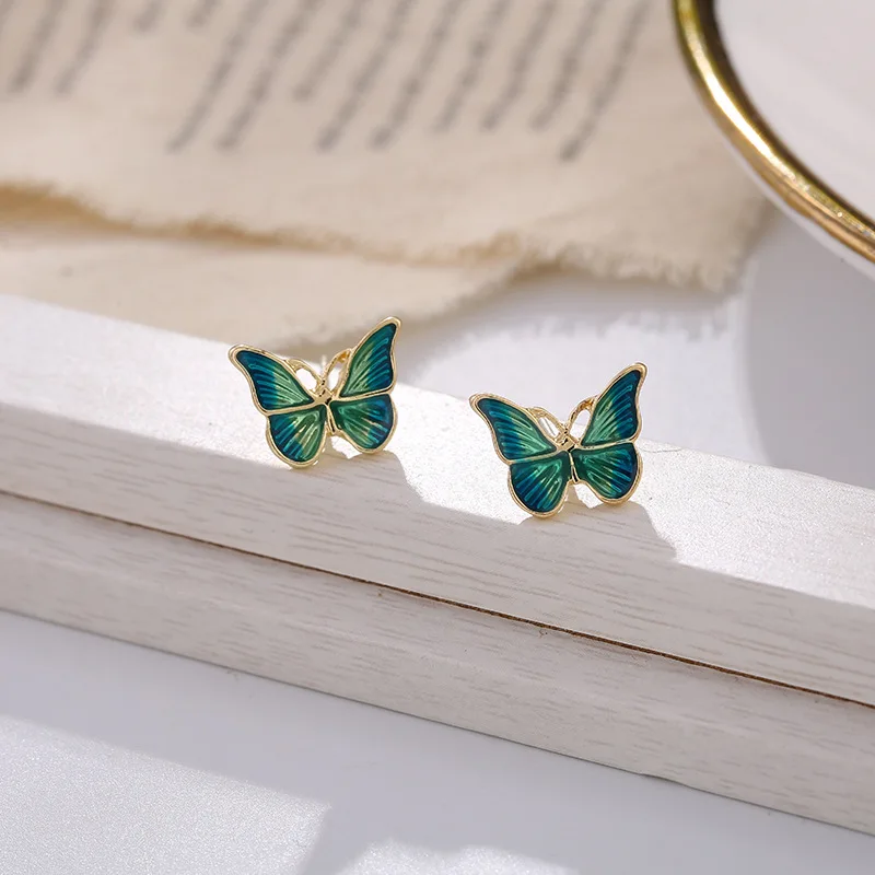 Stud Earrings for Women Enamel Oil Butterfly Earrings Cute Sweet Fashion Korean Small Jewelry aretes de mujer pendientes brincos