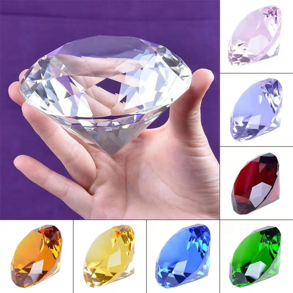 10 Colors Crystal Diamond Shaped Paperweight Decorative Cut Glass Giant Gemstone Wedding Office Desktop Ornament Birthday Gifts