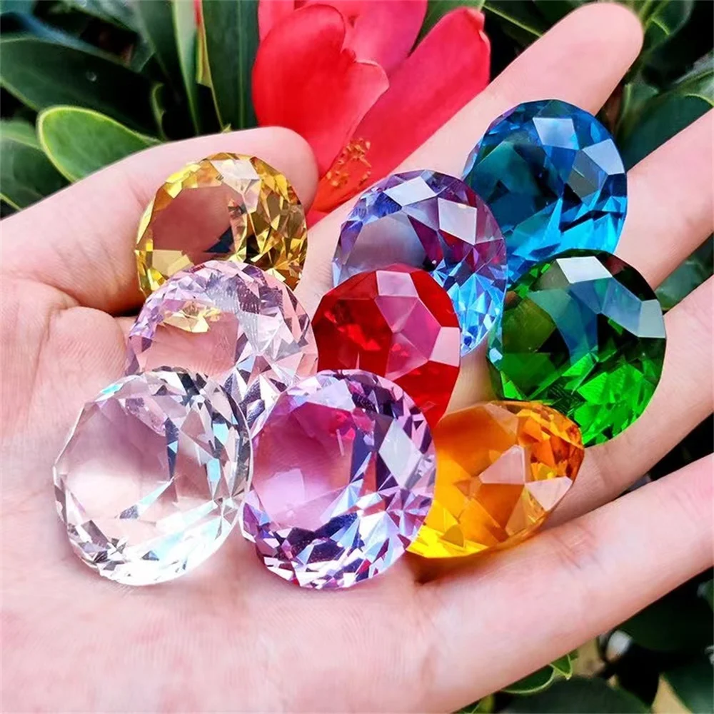 10 Colors Crystal Diamond Shaped Paperweight Decorative Cut Glass Giant Gemstone Wedding Office Desktop Ornament Birthday Gifts