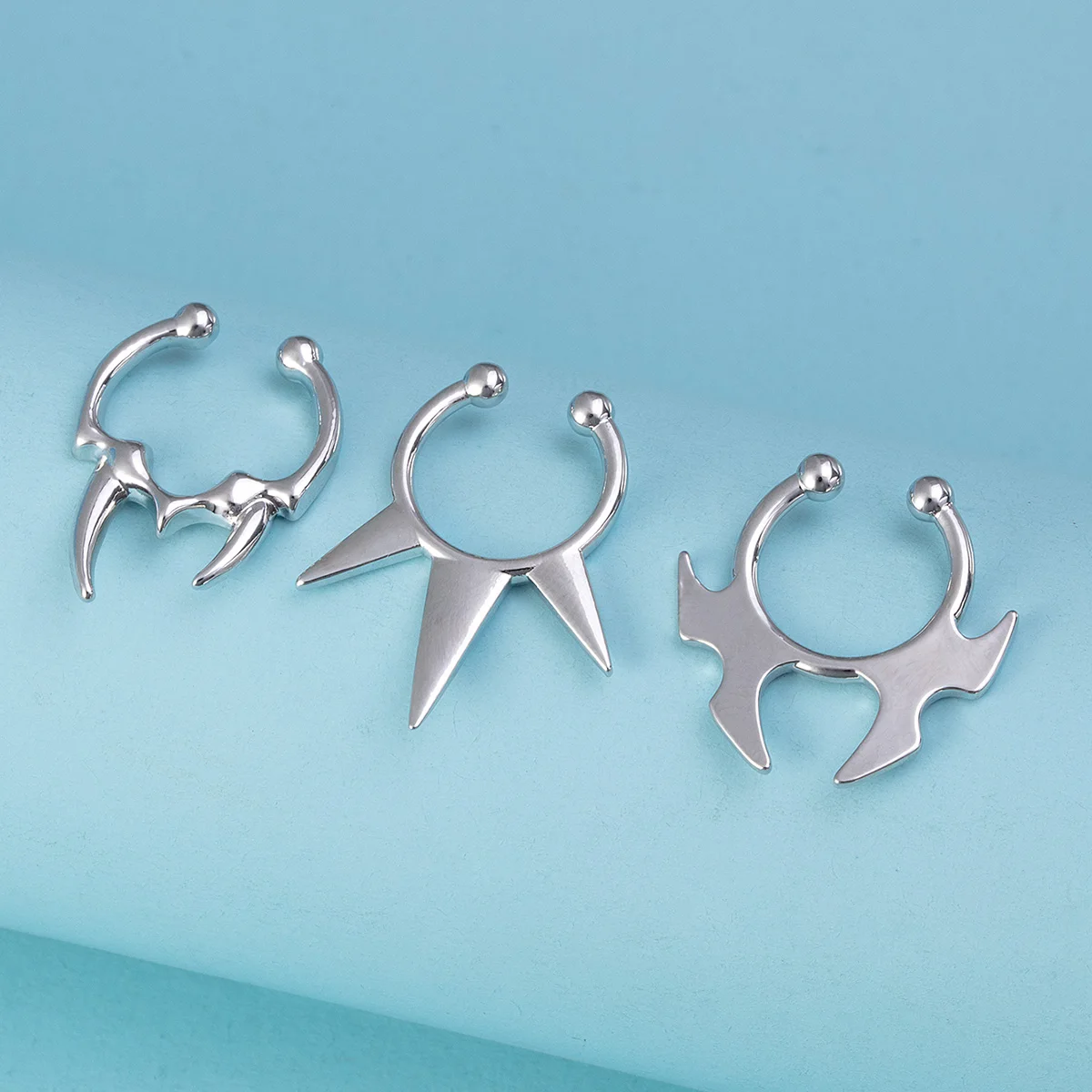 1-3pcs Fake Clip on Nose Rings Hoop Septum Non Piercing Nose Cuff Stainless Steel Horseshoe Punk for Men Women Body Jewelry