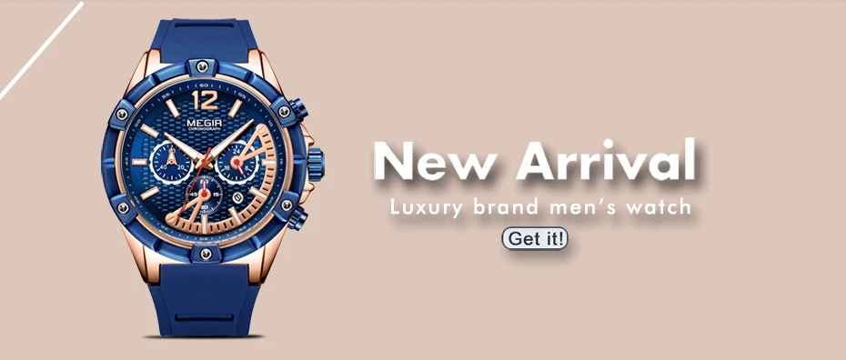 MEGIR Fashion Man's Quartz Analog Wristwatch Brand Waterproof Luxury Leather Watches for Men Casual Black Watch Male 1010
