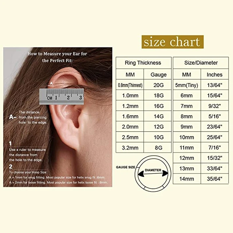 ASTM F136 Titanium Piercing Earrings Zircon Clicker Septum Nose Ring Conch Cartilage Tragus Helix Ear Piercing Body Jewelry 16G
