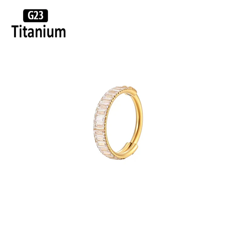 ASTM F136 Titanium Piercing Earrings Zircon Clicker Septum Nose Ring Conch Cartilage Tragus Helix Ear Piercing Body Jewelry 16G