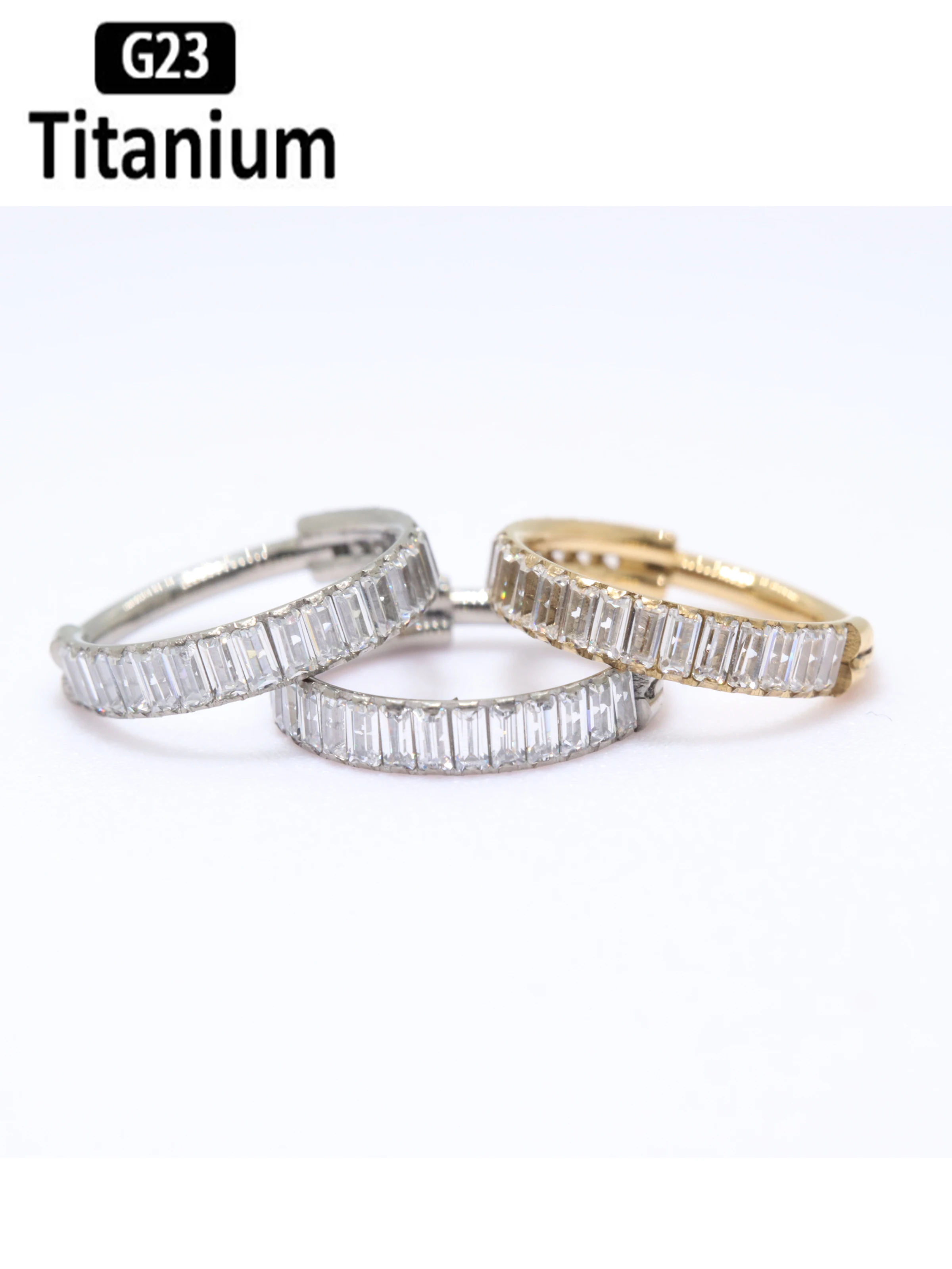 ASTM F136 Titanium Piercing Earrings Zircon Clicker Septum Nose Ring Conch Cartilage Tragus Helix Ear Piercing Body Jewelry 16G