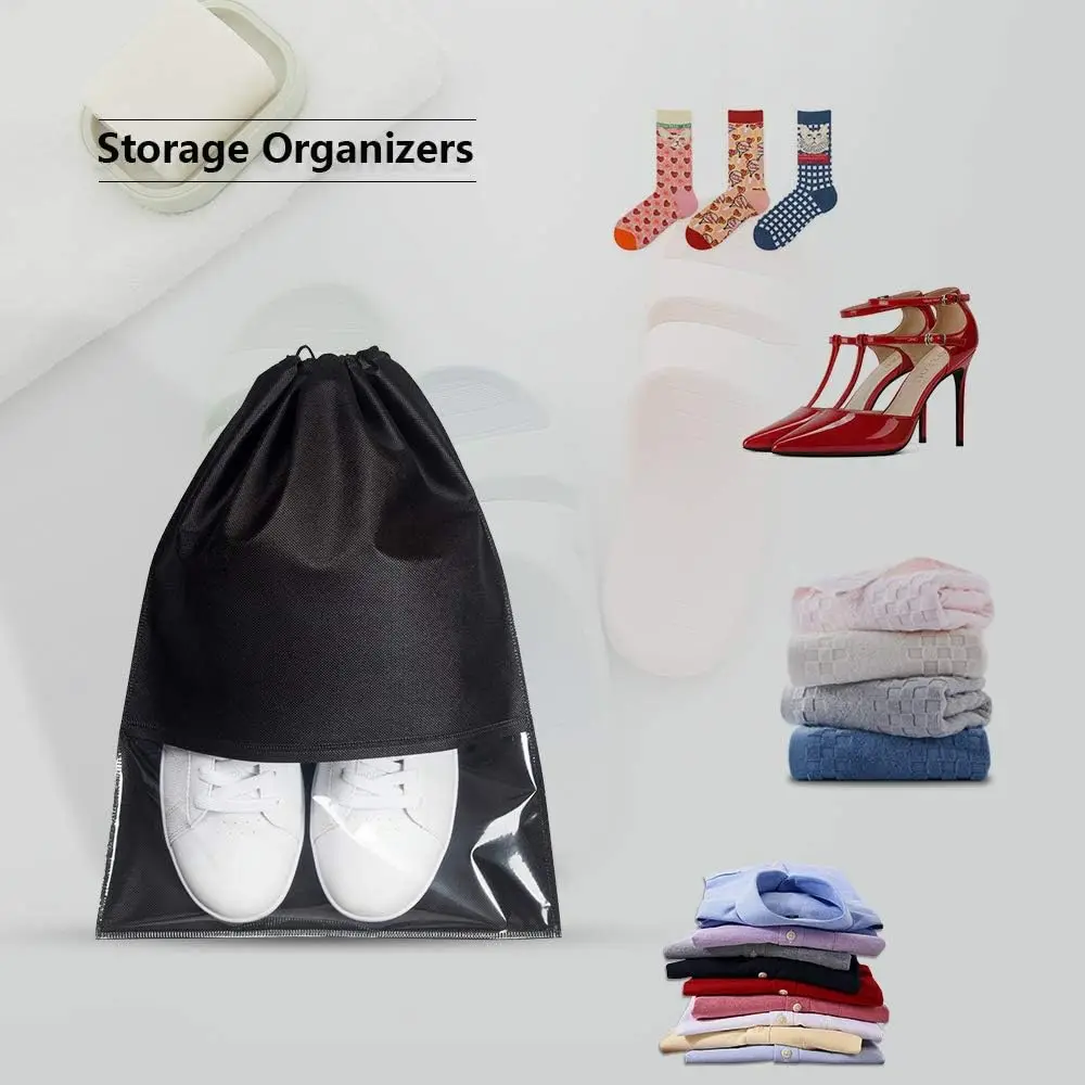 5/10PCS Travel Shoe Bags Portable Shoes Bag with Drawstring Non-Woven Fabric Shoe Storage Bags Dustproof Clothes Shoe Organizer