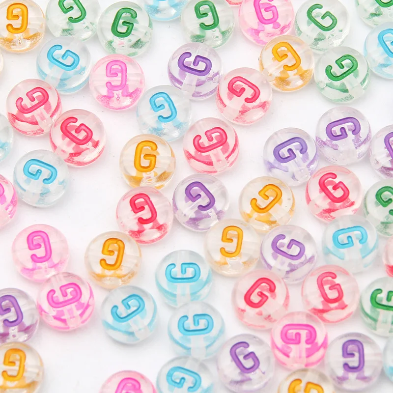 100Pcs 7mm Transparent Colorful A-Z Letter Acrylic Beads Round Flat Vowel Spacer Beads For Jewelry Making Diy Bracelet Necklace