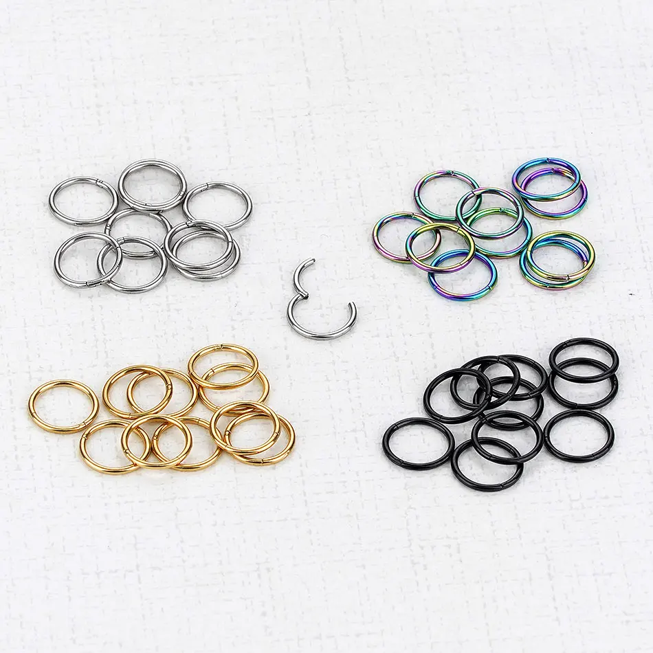 1Pc G23 Titanium Hinged Segment Nose Hoop Rings Nose Septum Clicker Rings Ear Daith Hoop Earring Helix Piercing Body Jewelry