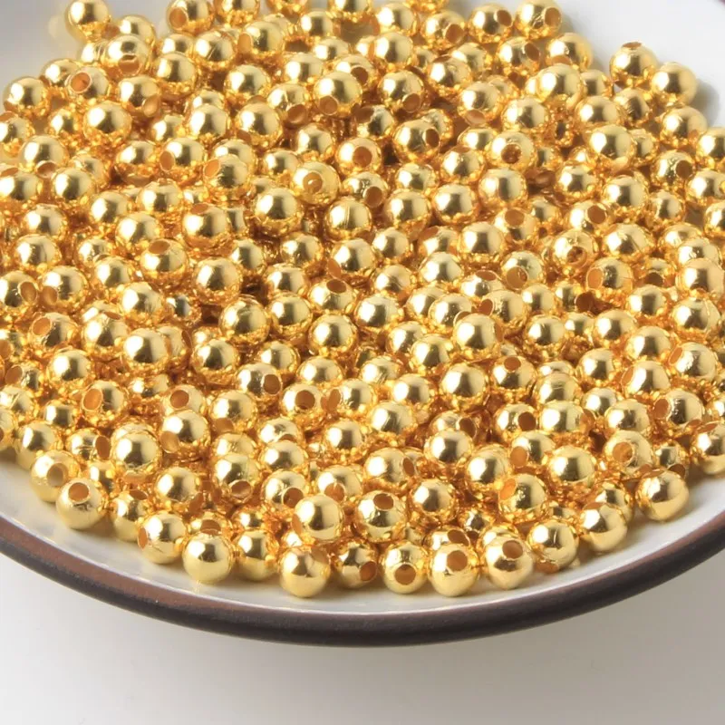 Jewelry Findings Diy Metal Beads Gold Color/Rhodium/Bronze Tone Smooth Ball Spacer Beads For Jewelry Making 2/2.5/3/4/5/6/8/10mm