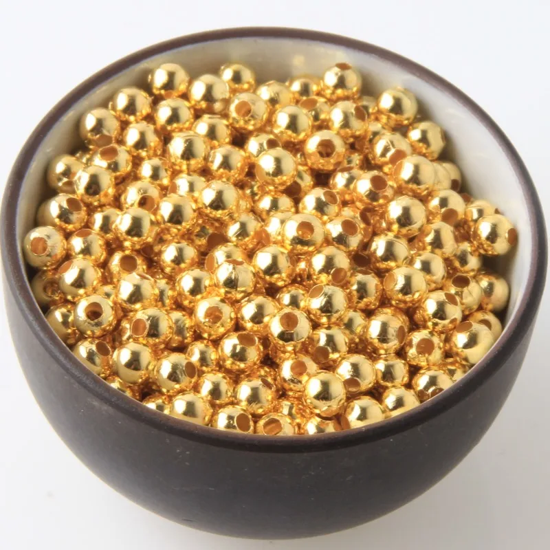 Jewelry Findings Diy Metal Beads Gold Color/Rhodium/Bronze Tone Smooth Ball Spacer Beads For Jewelry Making 2/2.5/3/4/5/6/8/10mm