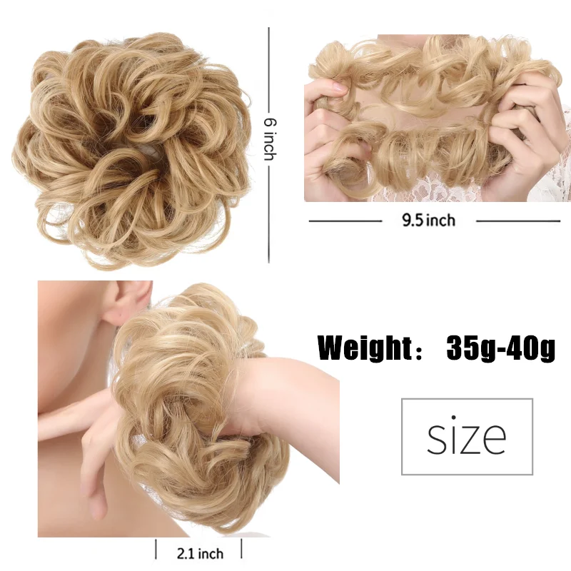 Synthetic Messy Hair Bun Chignon Scrunchies Fake Hair Band Braid Elastic Hairpiece Tail For Women Synthetic Wrap Curly Ponytail