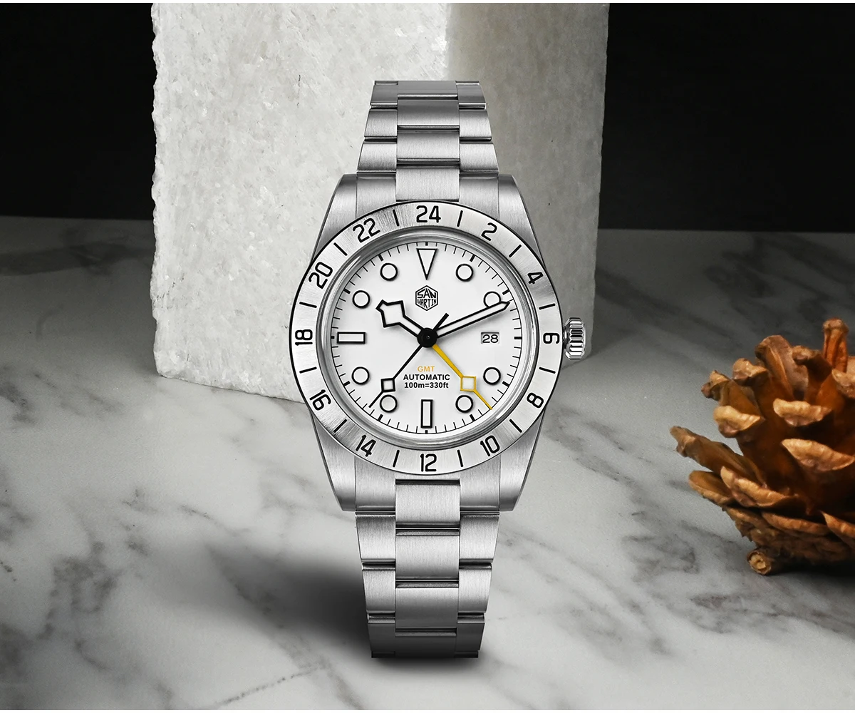 San Martin Upgraded 38.3mm BB GMT Hangzhou 6460 Men Automatic Mechanical Watches Sport Sapphire Luminous Waterproof 100m SN0054