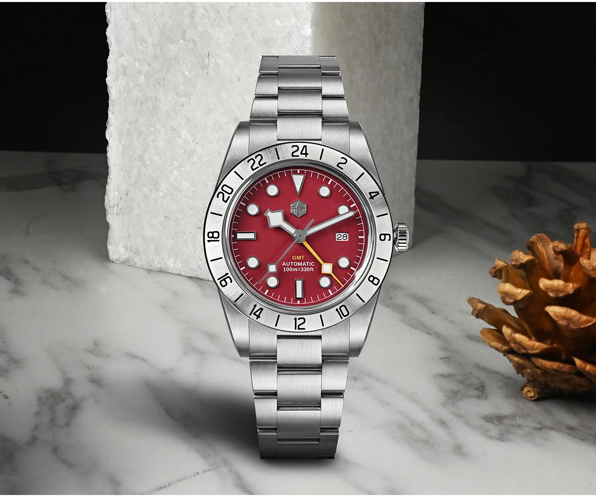San Martin Upgraded 38.3mm BB GMT Hangzhou 6460 Men Automatic Mechanical Watches Sport Sapphire Luminous Waterproof 100m SN0054