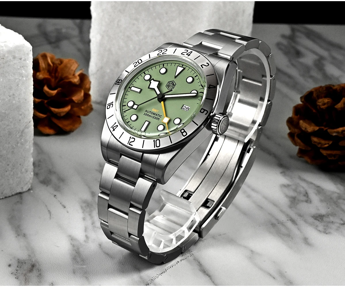 San Martin Upgraded 38.3mm BB GMT Hangzhou 6460 Men Automatic Mechanical Watches Sport Sapphire Luminous Waterproof 100m SN0054