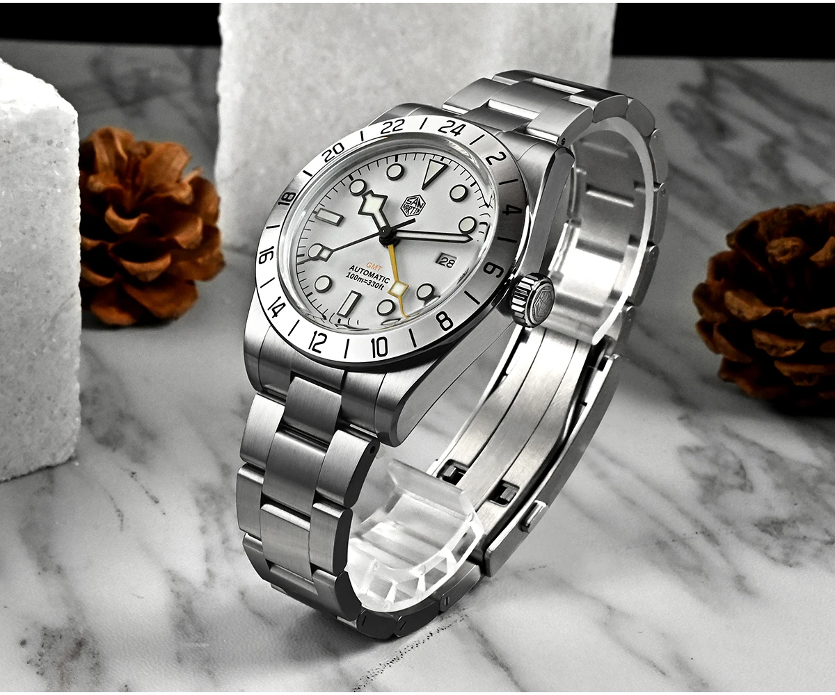 San Martin Upgraded 38.3mm BB GMT Hangzhou 6460 Men Automatic Mechanical Watches Sport Sapphire Luminous Waterproof 100m SN0054