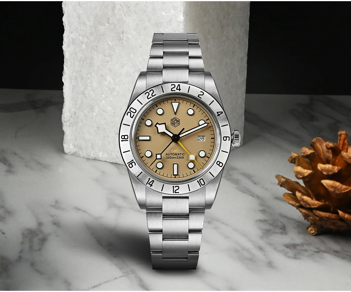 San Martin Upgraded 38.3mm BB GMT Hangzhou 6460 Men Automatic Mechanical Watches Sport Sapphire Luminous Waterproof 100m SN0054