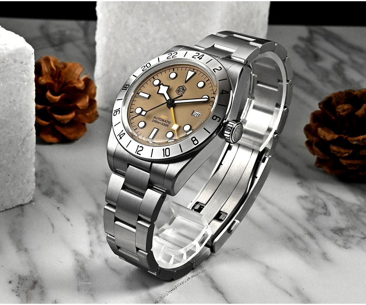 San Martin Upgraded 38.3mm BB GMT Hangzhou 6460 Men Automatic Mechanical Watches Sport Sapphire Luminous Waterproof 100m SN0054