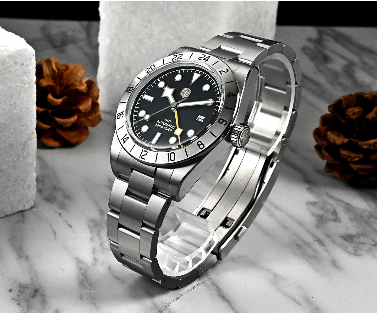 San Martin Upgraded 38.3mm BB GMT Hangzhou 6460 Men Automatic Mechanical Watches Sport Sapphire Luminous Waterproof 100m SN0054