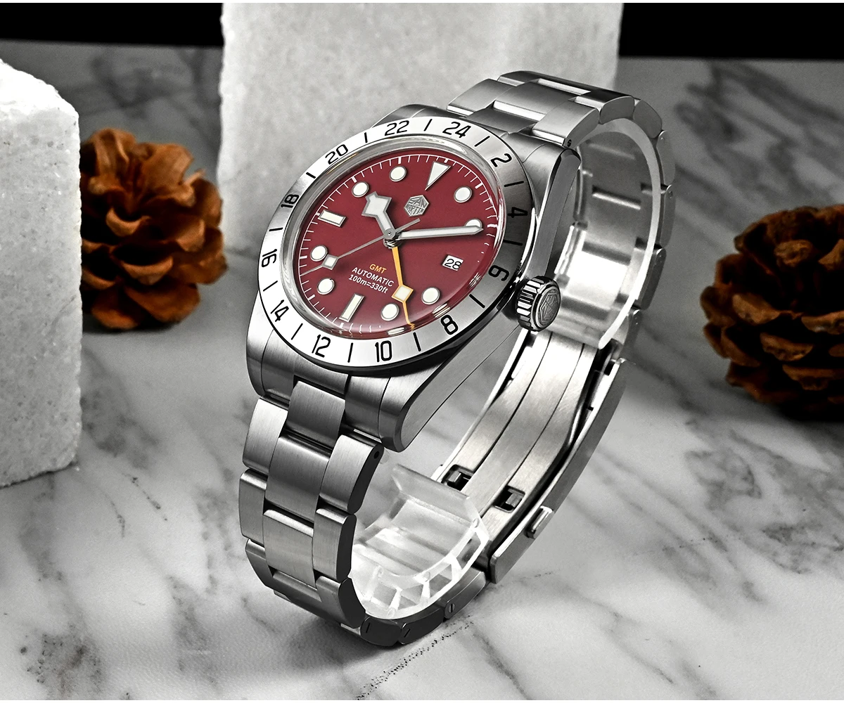 San Martin Upgraded 38.3mm BB GMT Hangzhou 6460 Men Automatic Mechanical Watches Sport Sapphire Luminous Waterproof 100m SN0054