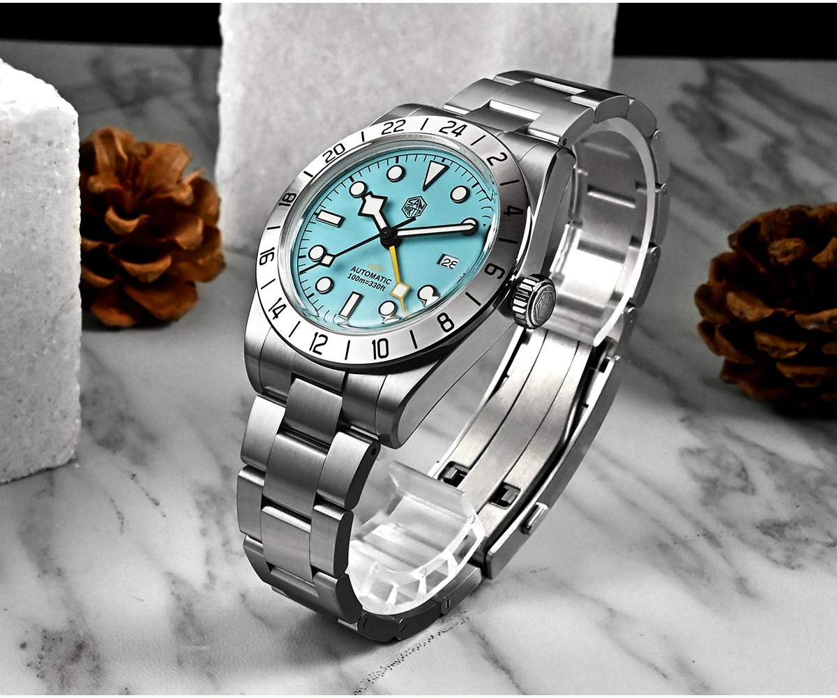 San Martin Upgraded 38.3mm BB GMT Hangzhou 6460 Men Automatic Mechanical Watches Sport Sapphire Luminous Waterproof 100m SN0054