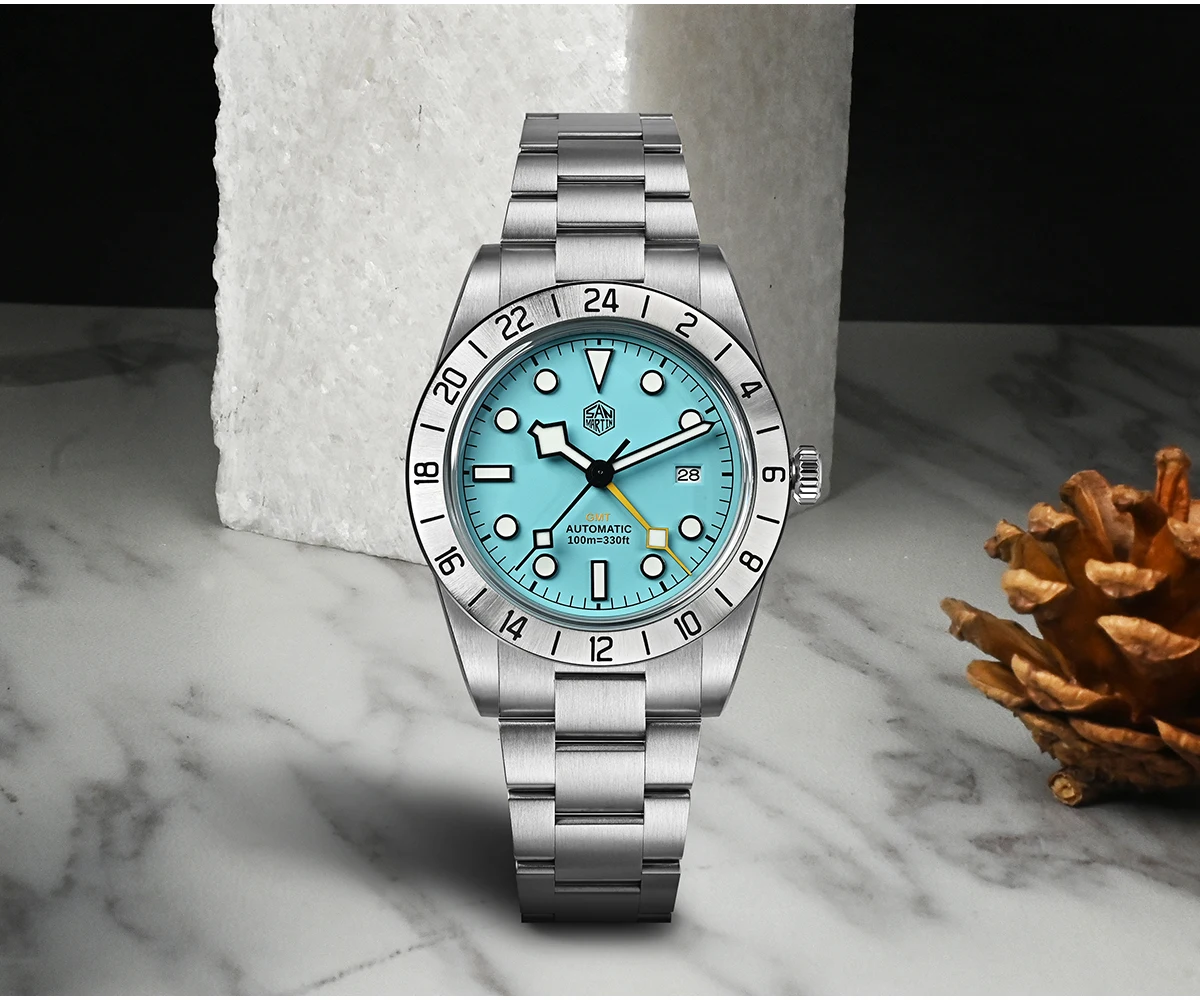 San Martin Upgraded 38.3mm BB GMT Hangzhou 6460 Men Automatic Mechanical Watches Sport Sapphire Luminous Waterproof 100m SN0054