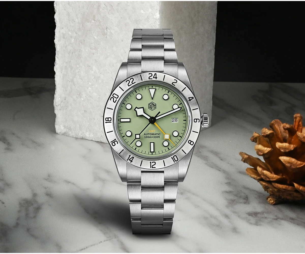 San Martin Upgraded 38.3mm BB GMT Hangzhou 6460 Men Automatic Mechanical Watches Sport Sapphire Luminous Waterproof 100m SN0054